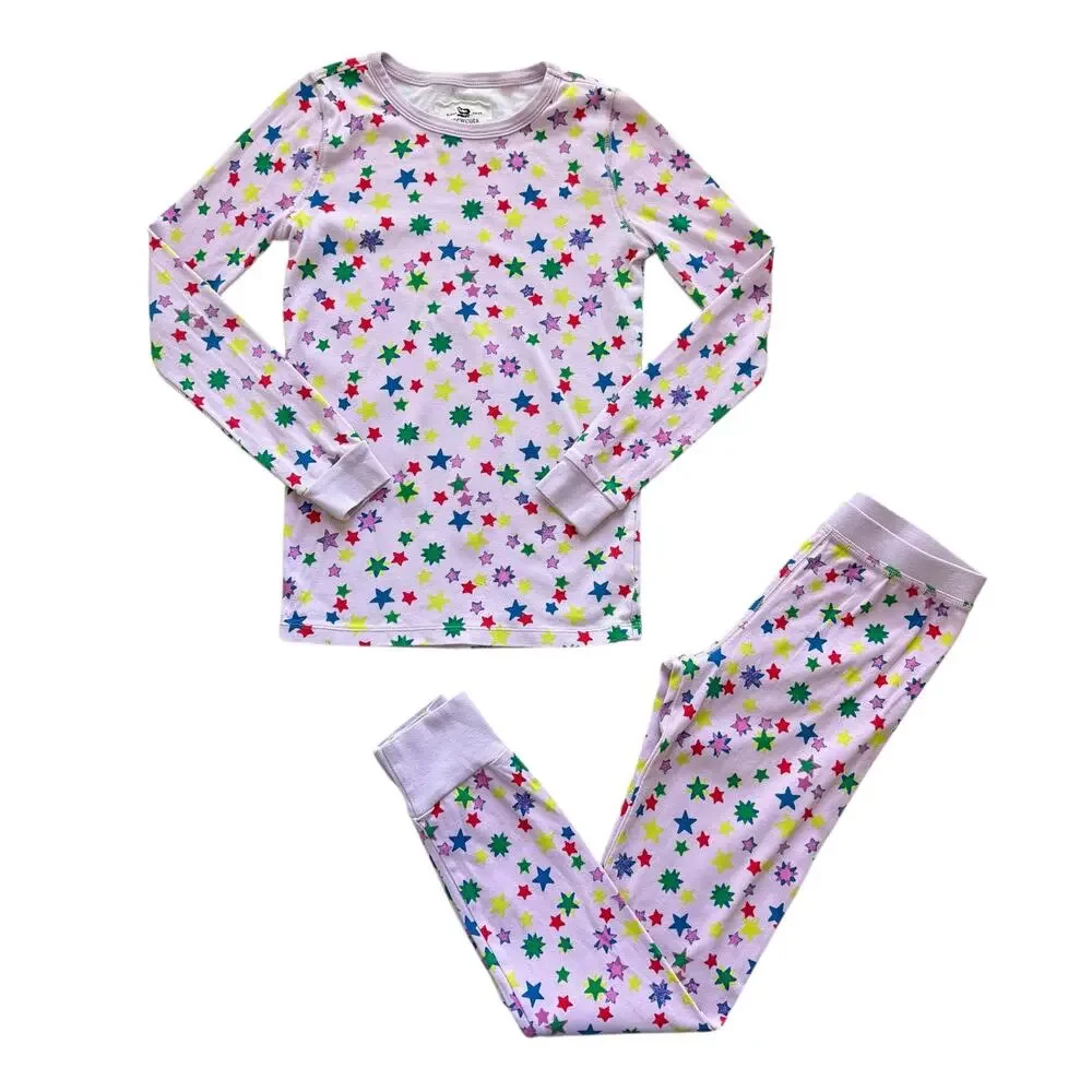 Crewcuts Pink Stars Long John Pajamas Size 12